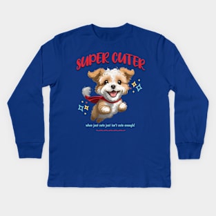 Super Cuter, cute superhero dog flying Kids Long Sleeve T-Shirt